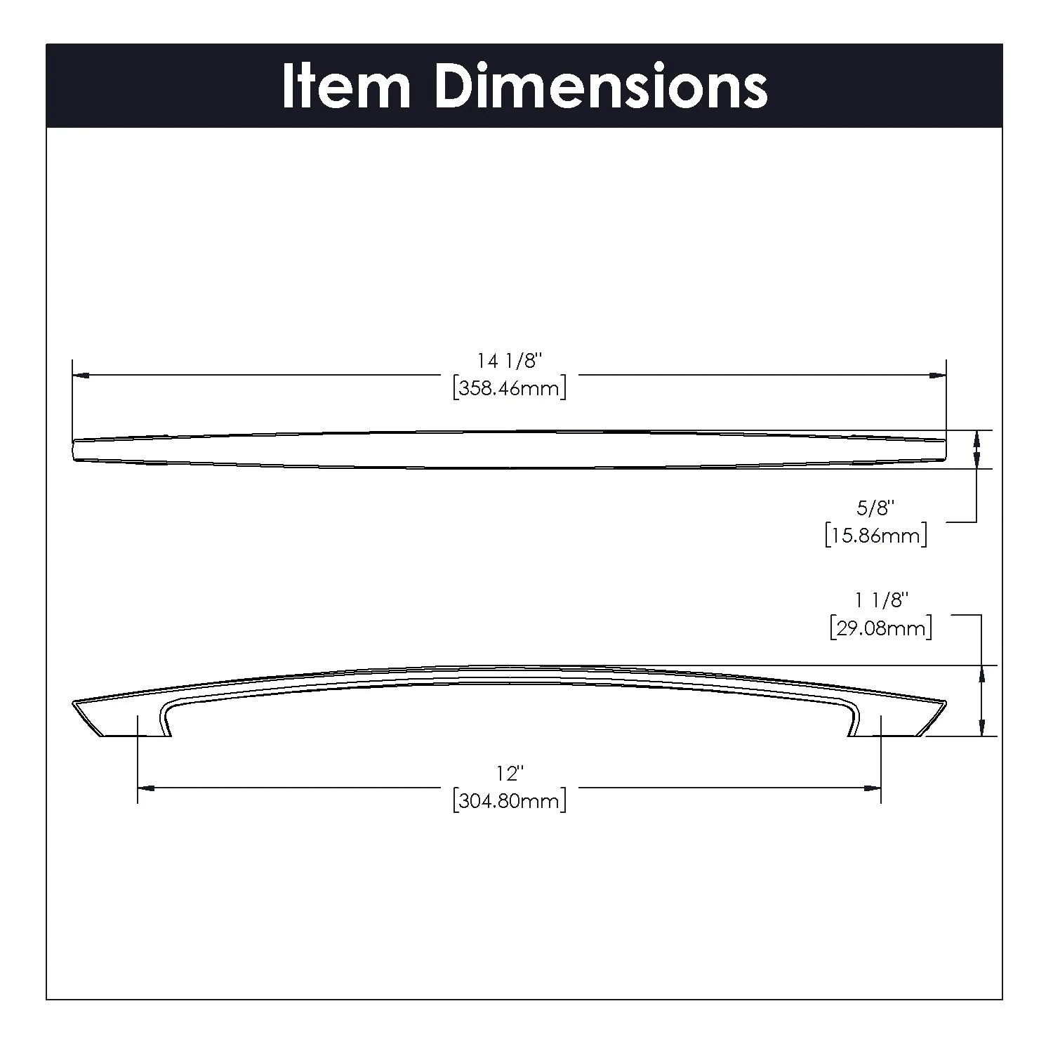 12 inch (305mm) Velocity Cabinet Pull