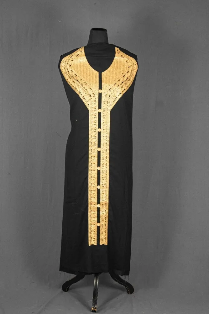 Black Colour Kashmiri Tilla Aari Work Salwar Kameez Exclusive Neckline Pattern With Embroidered Dupatta