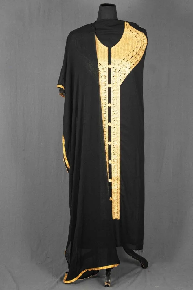 Black Colour Kashmiri Tilla Aari Work Salwar Kameez Exclusive Neckline Pattern With Embroidered Dupatta