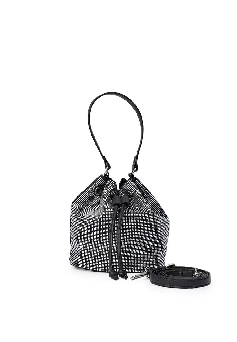 Black Rhinestone Bucket Bag