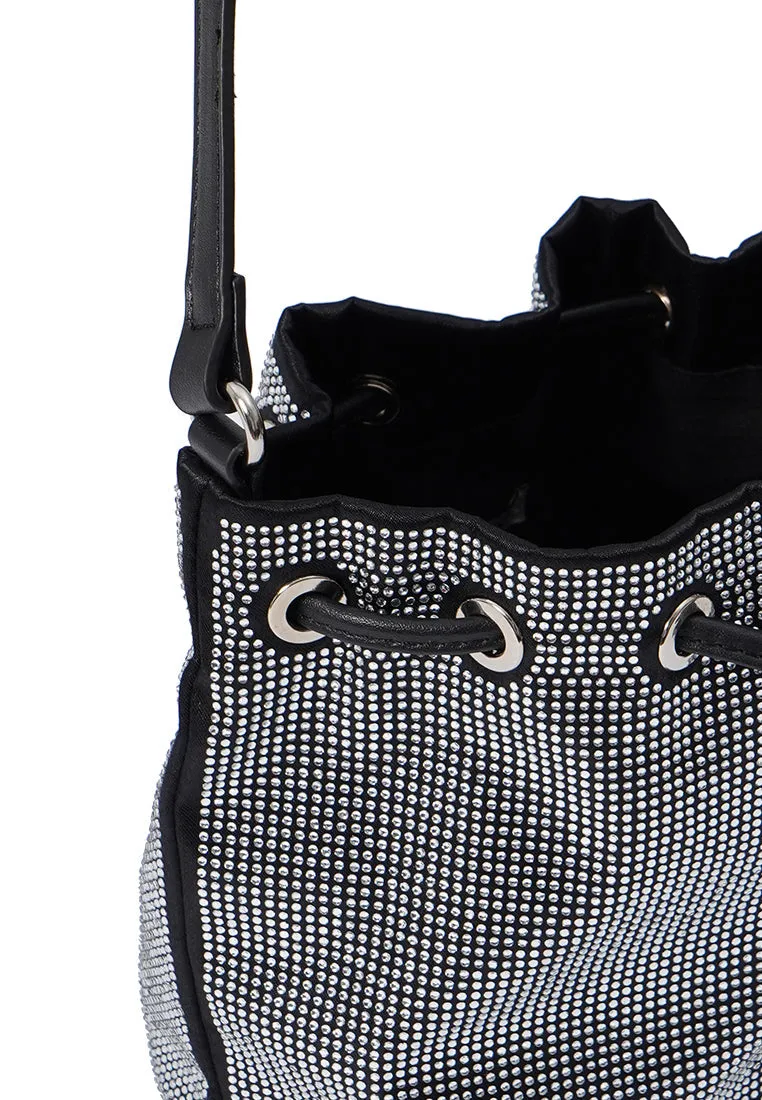 Black Rhinestone Bucket Bag
