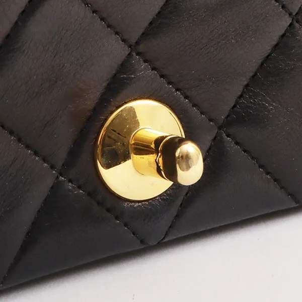 Chanel Around 1990 Made Full Flap Turn-Lock Chain Bag Mini Black