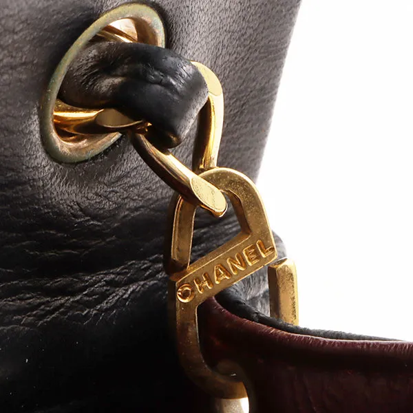 Chanel Around 1990 Made Full Flap Turn-Lock Chain Bag Mini Black