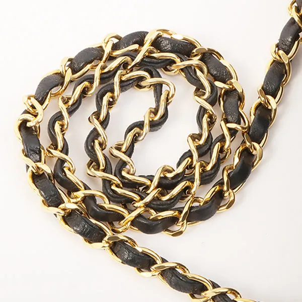 Chanel Around 1990 Made Full Flap Turn-Lock Chain Bag Mini Black