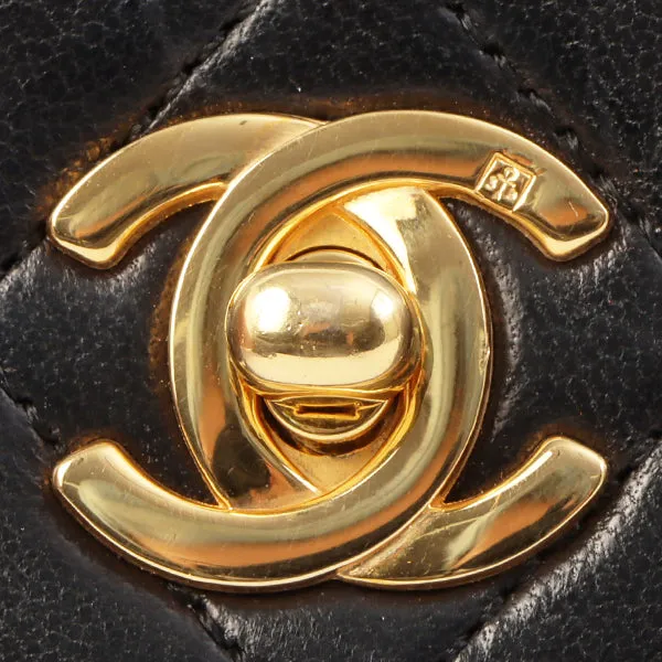 Chanel Around 1990 Made Full Flap Turn-Lock Chain Bag Mini Black