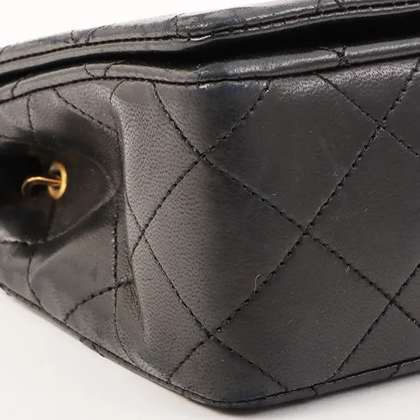Chanel Around 1990 Made Full Flap Turn-Lock Chain Bag Mini Black