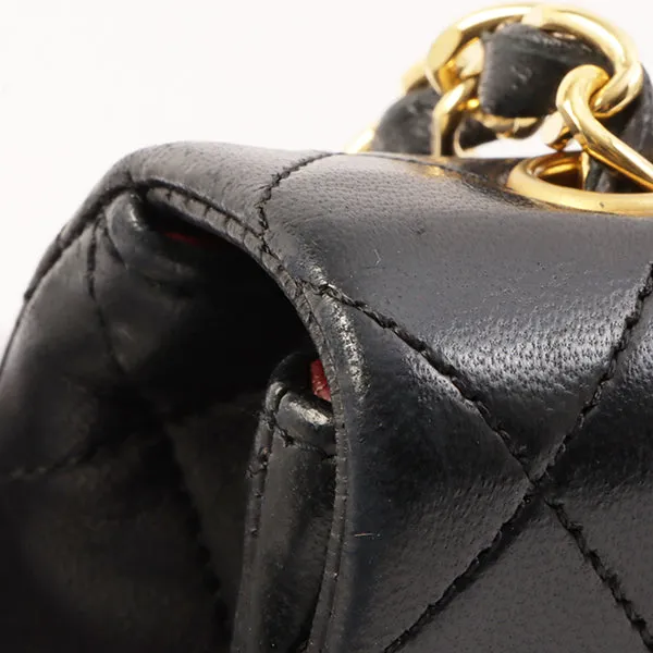 Chanel Around 1990 Made Full Flap Turn-Lock Chain Bag Mini Black