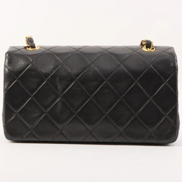 Chanel Around 1990 Made Full Flap Turn-Lock Chain Bag Mini Black