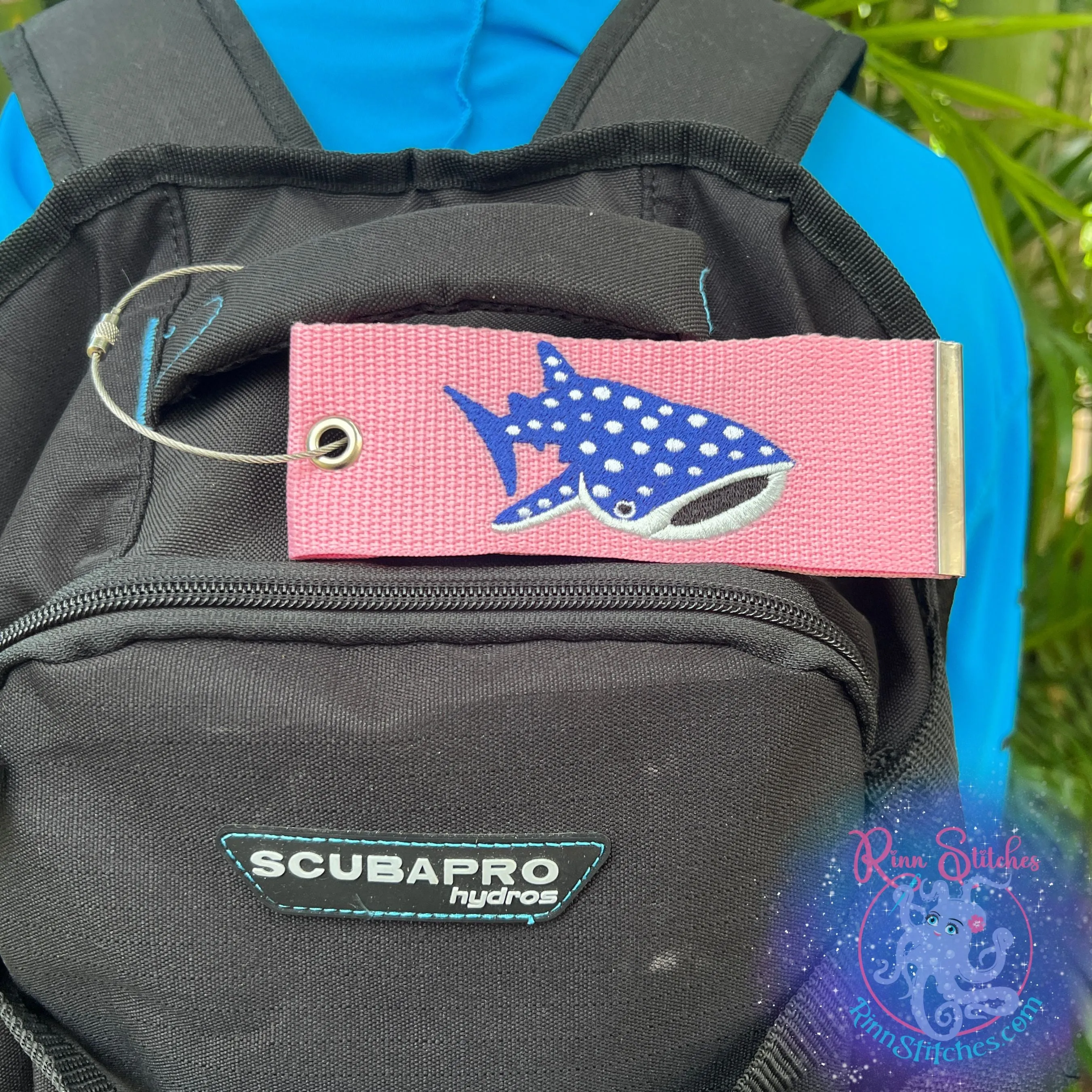 Cute Whale Shark Luggage Tag, Personalized Embroidered Bag Tag