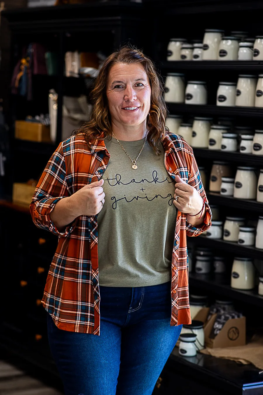 Full Plaid Button Down Flannel (Plus)