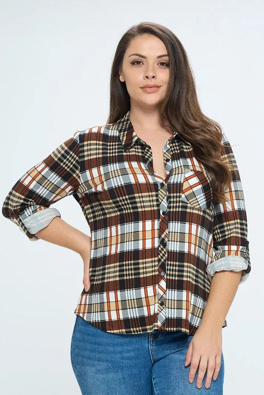 Full Plaid Button Down Flannel (Plus)