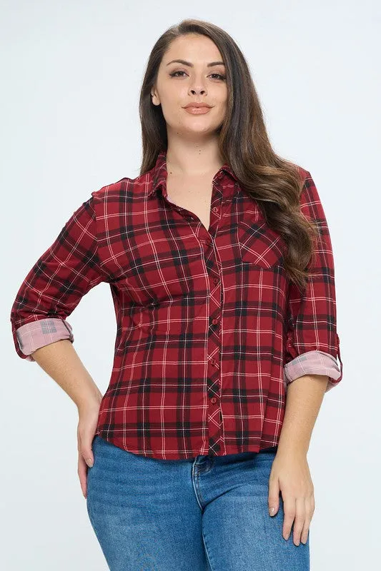 Full Plaid Button Down Flannel (Plus)