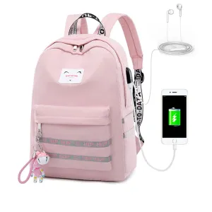 Girls School Backpack with USB Charger Cute Lightweight Bookbag Travel Bag Top Level