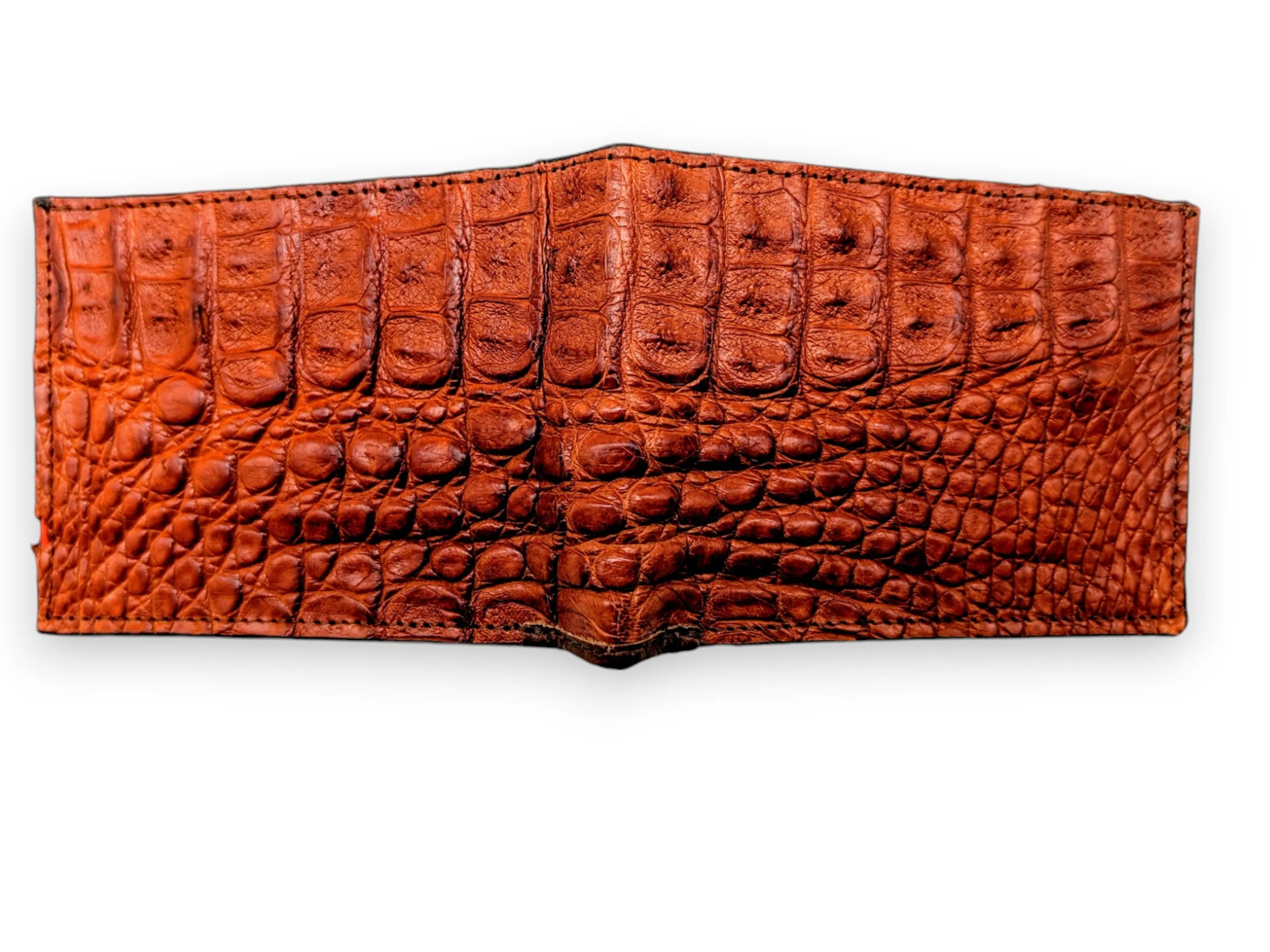 Handmade Alligator Leather Western Bifold Wallet, 4 card slot, Window ID card holder, Handmade Western Cowboy Wallet