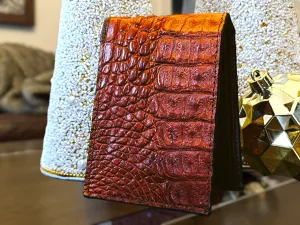 Handmade Alligator Leather Western Bifold Wallet, 4 card slot, Window ID card holder, Handmade Western Cowboy Wallet