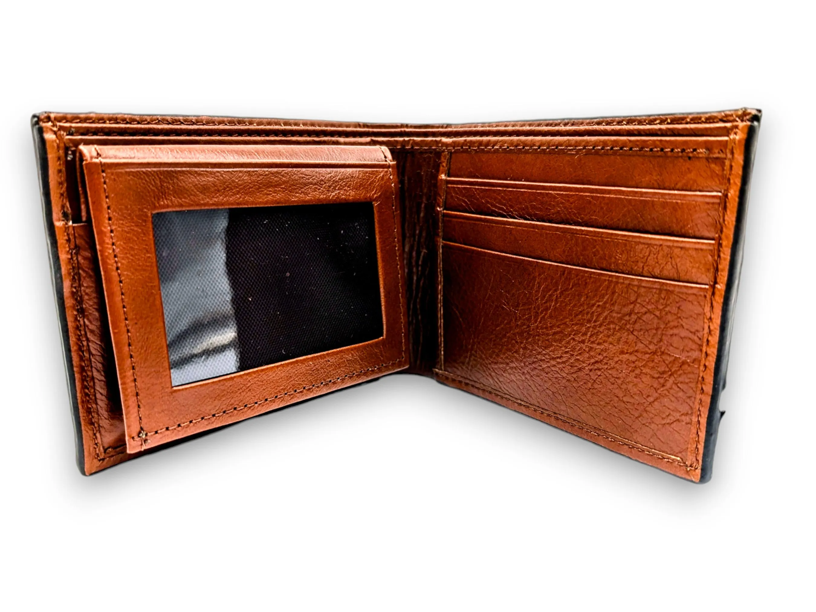Handmade Alligator Leather Western Bifold Wallet, 4 card slot, Window ID card holder, Handmade Western Cowboy Wallet