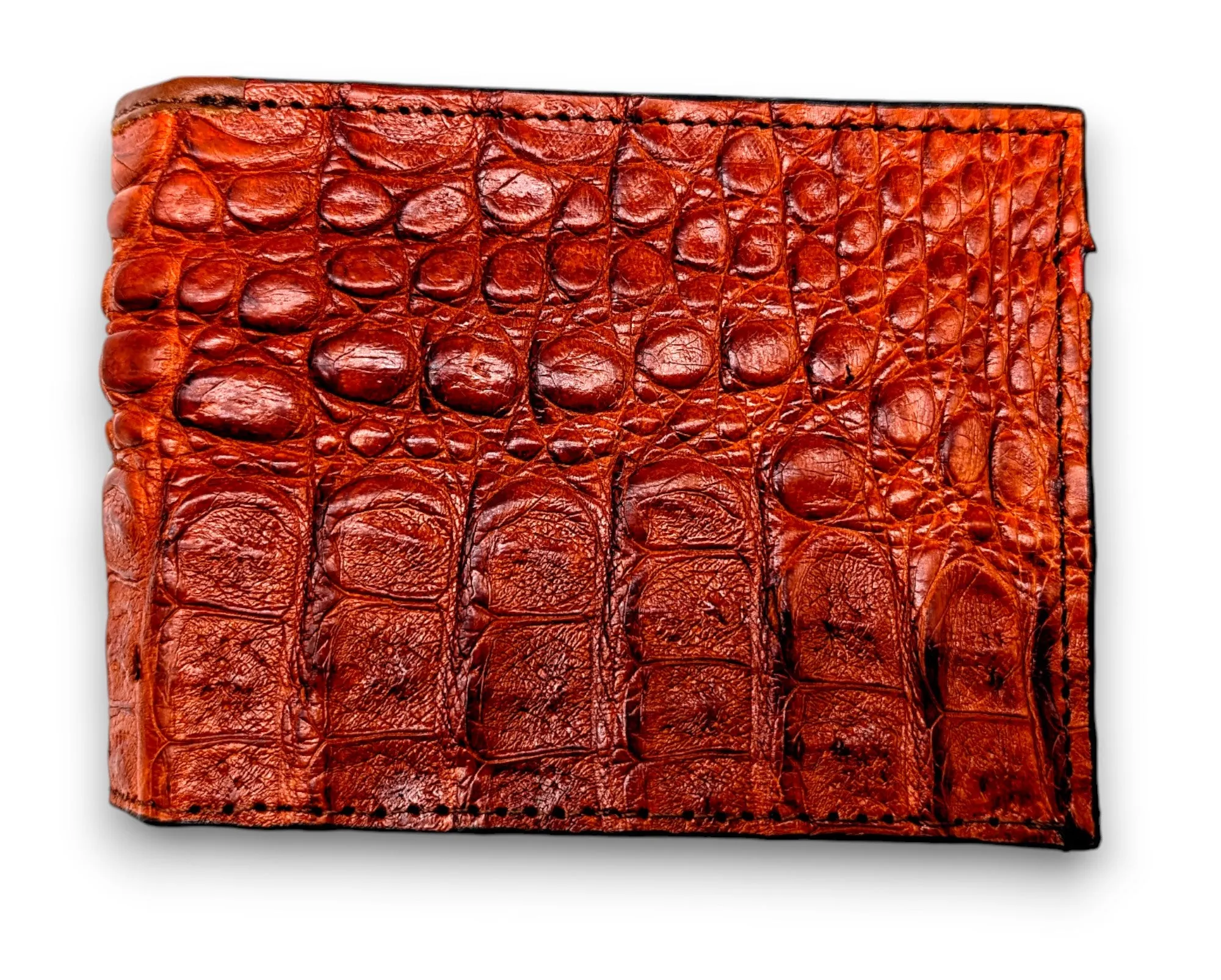 Handmade Alligator Leather Western Bifold Wallet, 4 card slot, Window ID card holder, Handmade Western Cowboy Wallet