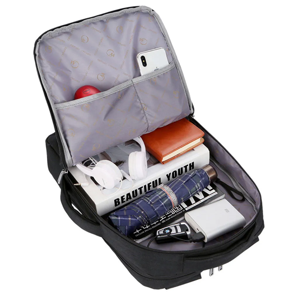 High Quality Backpack for Boys Nylon Anti-theft Waterproof Slim Commute Travel Bag with USB Charging Port