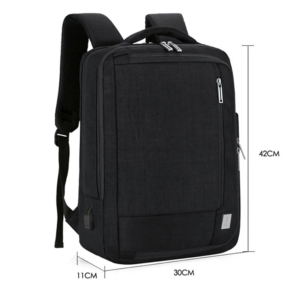 High Quality Backpack for Boys Nylon Anti-theft Waterproof Slim Commute Travel Bag with USB Charging Port
