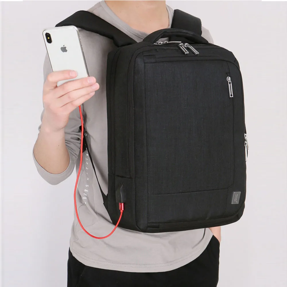 High Quality Backpack for Boys Nylon Anti-theft Waterproof Slim Commute Travel Bag with USB Charging Port