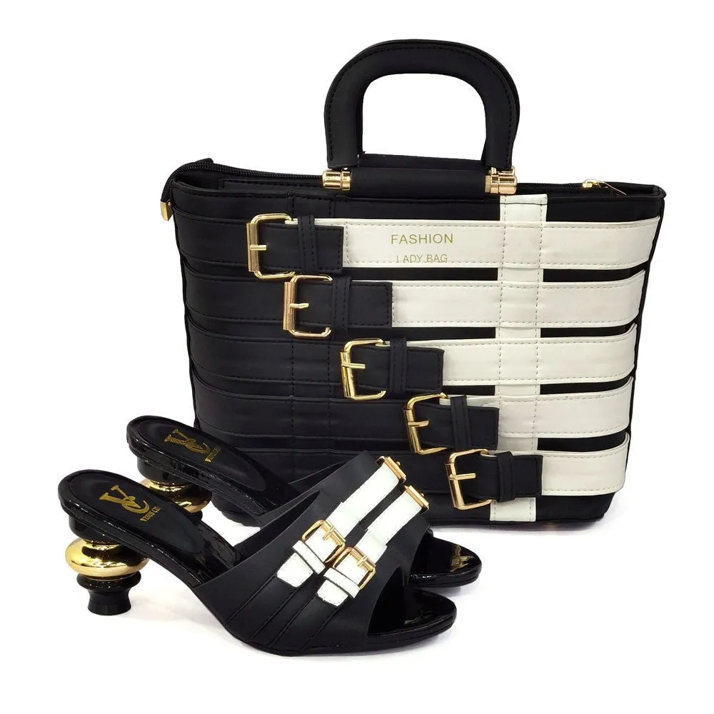Kai™ | Metal Buckle Mid-heel Shoes With Large Bag Combination