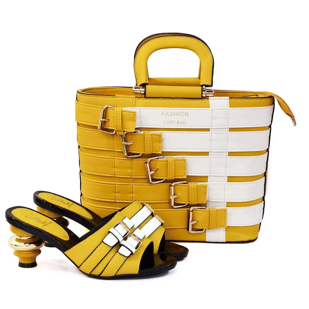 Kai™ | Metal Buckle Mid-heel Shoes With Large Bag Combination