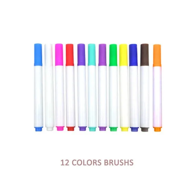 Learning & Education Portable Board Brush Drawing Book DIY Coloring  Blackboard Painting With Water Chalk Wipe Kids Toys