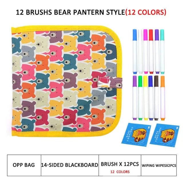 Learning & Education Portable Board Brush Drawing Book DIY Coloring  Blackboard Painting With Water Chalk Wipe Kids Toys