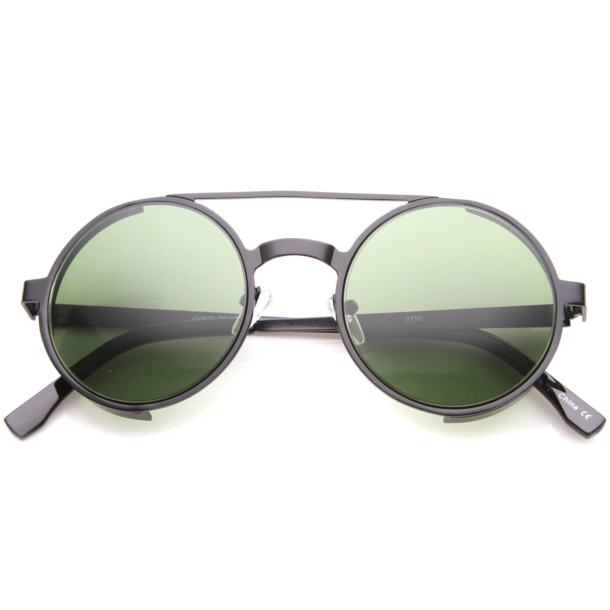 Retro Euro Steampunk Side Cover Round Metal Sunglasses A052