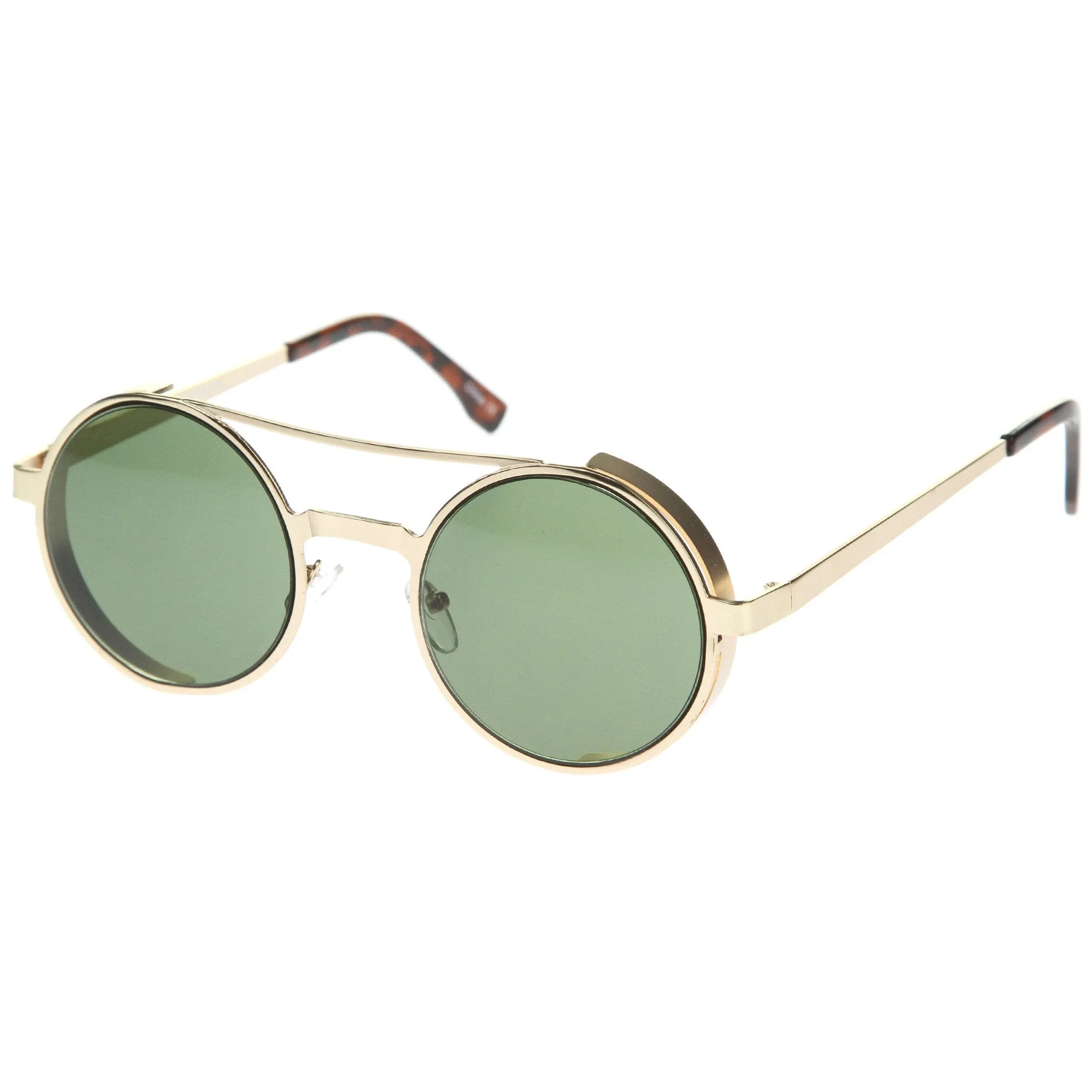 Retro Euro Steampunk Side Cover Round Metal Sunglasses A052