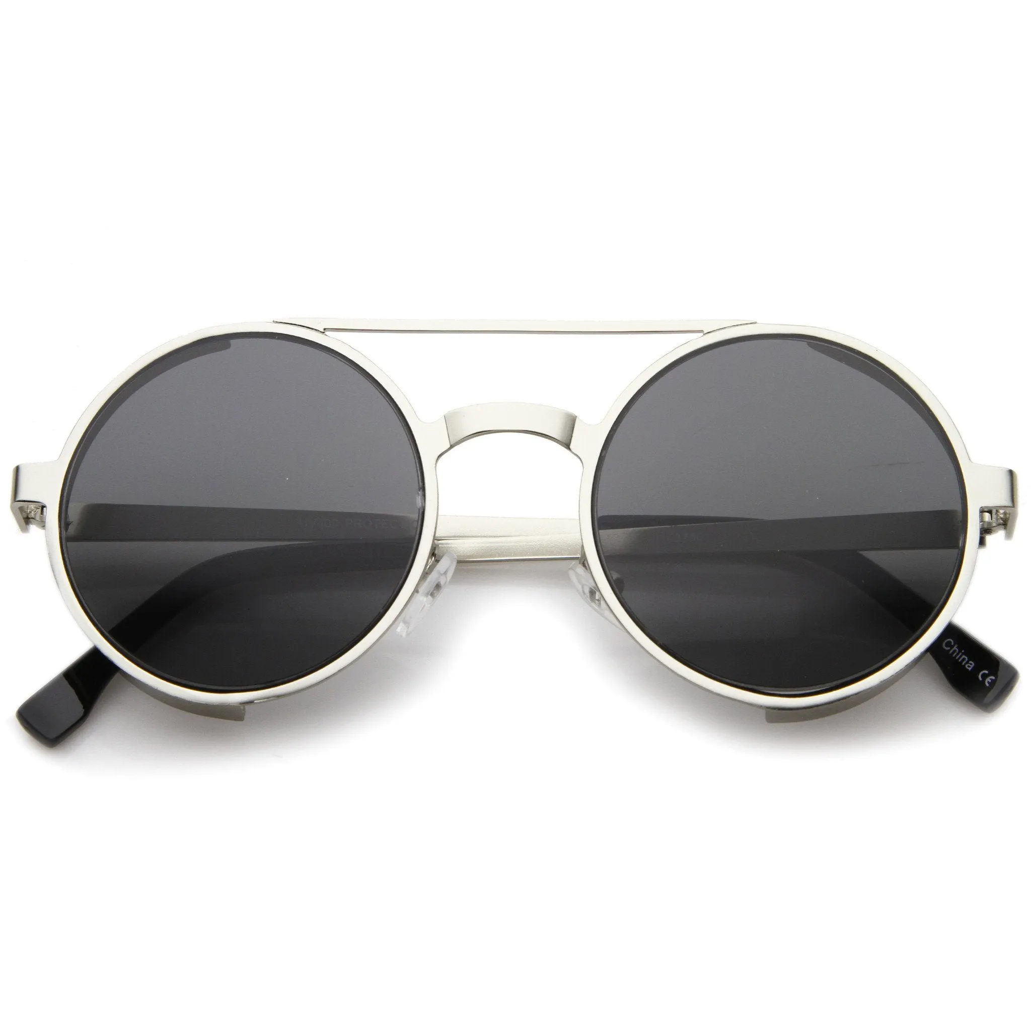 Retro Euro Steampunk Side Cover Round Metal Sunglasses A052