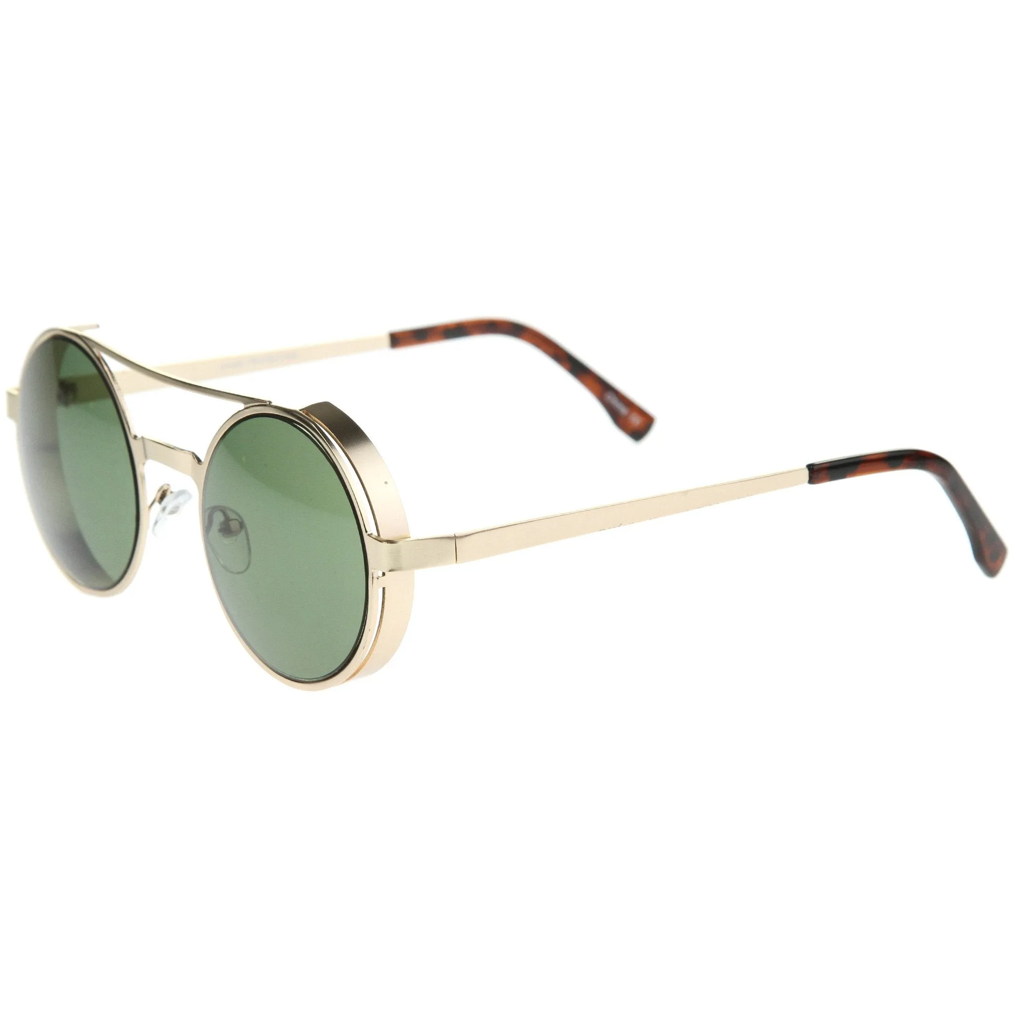Retro Euro Steampunk Side Cover Round Metal Sunglasses A052