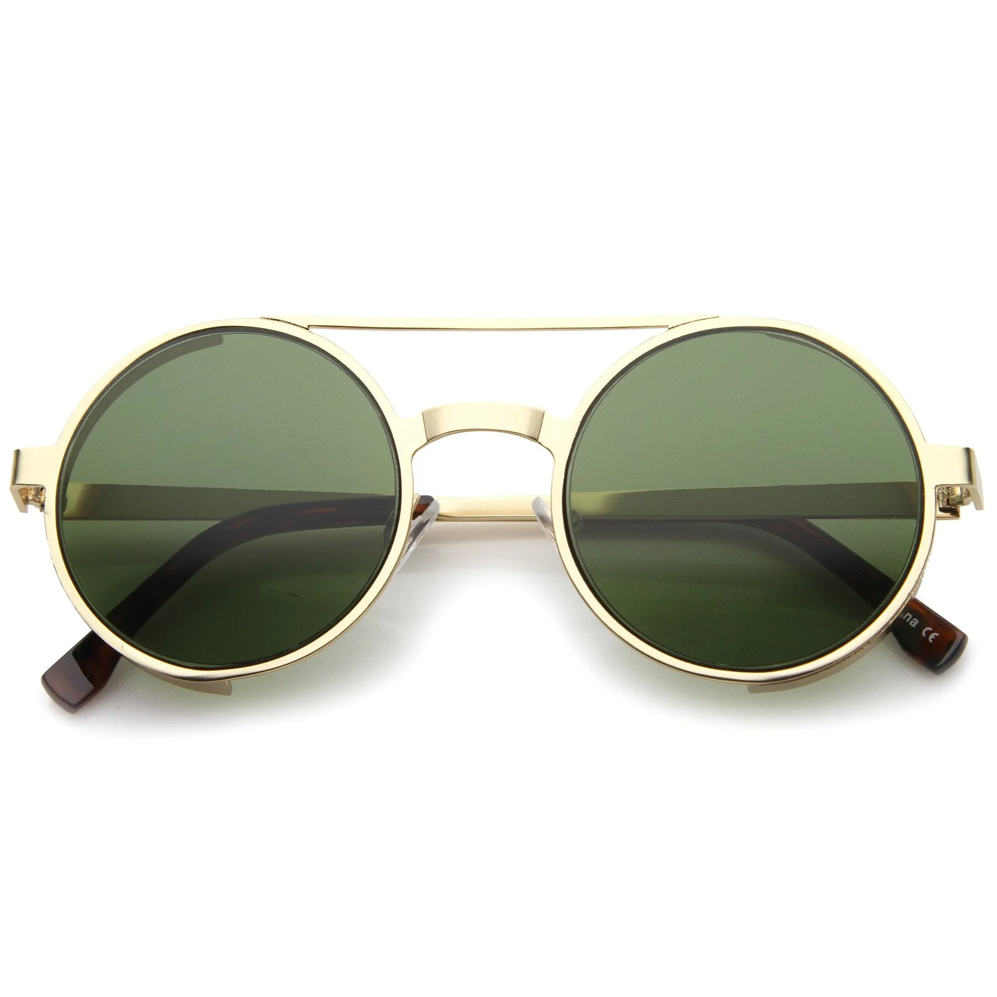 Retro Euro Steampunk Side Cover Round Metal Sunglasses A052