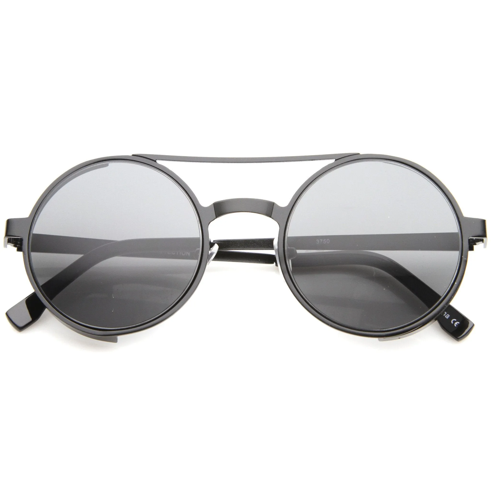 Retro Euro Steampunk Side Cover Round Metal Sunglasses A052