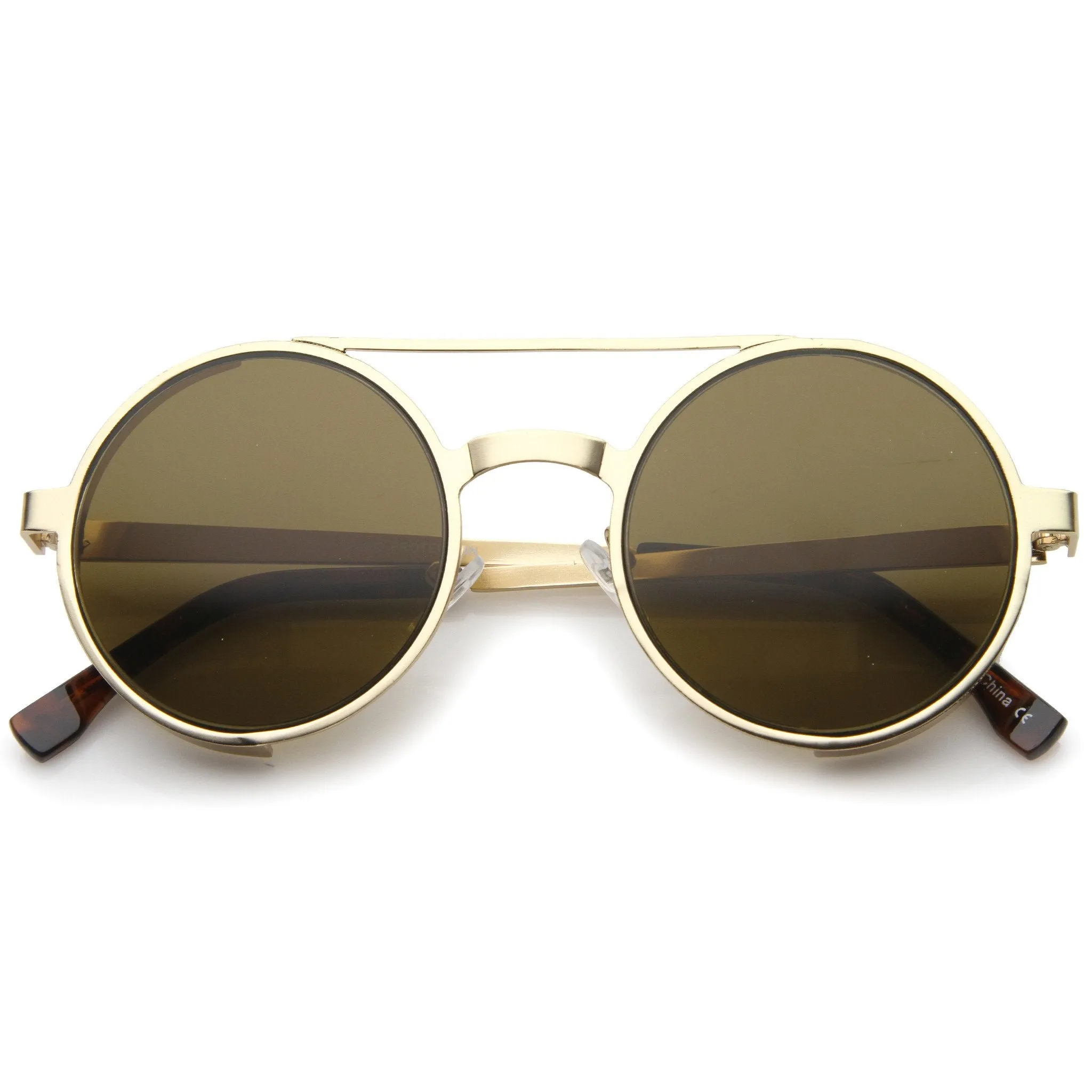 Retro Euro Steampunk Side Cover Round Metal Sunglasses A052