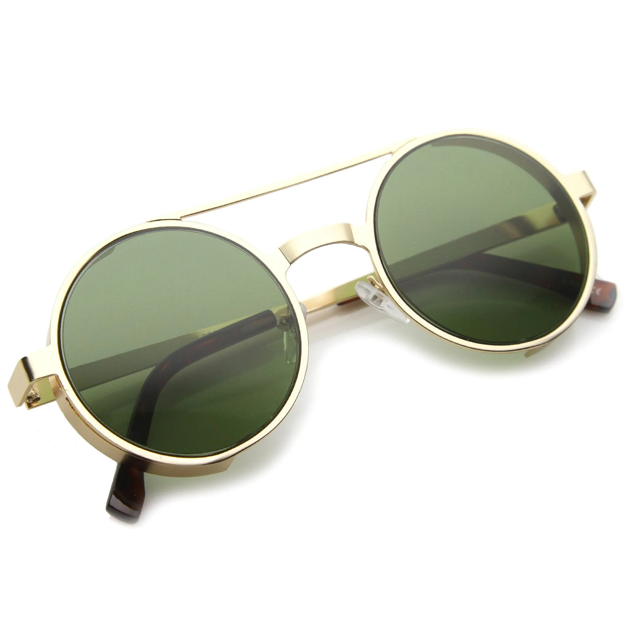 Retro Euro Steampunk Side Cover Round Metal Sunglasses A052