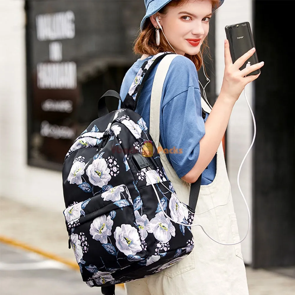 School Backpack Set For Girls 8-10 Floral Bookbag with Lunch Bag Pencil Case Top Level