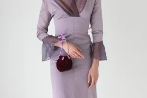 Tiny 80s Purple Velvet Drawstring Wristlet Bag