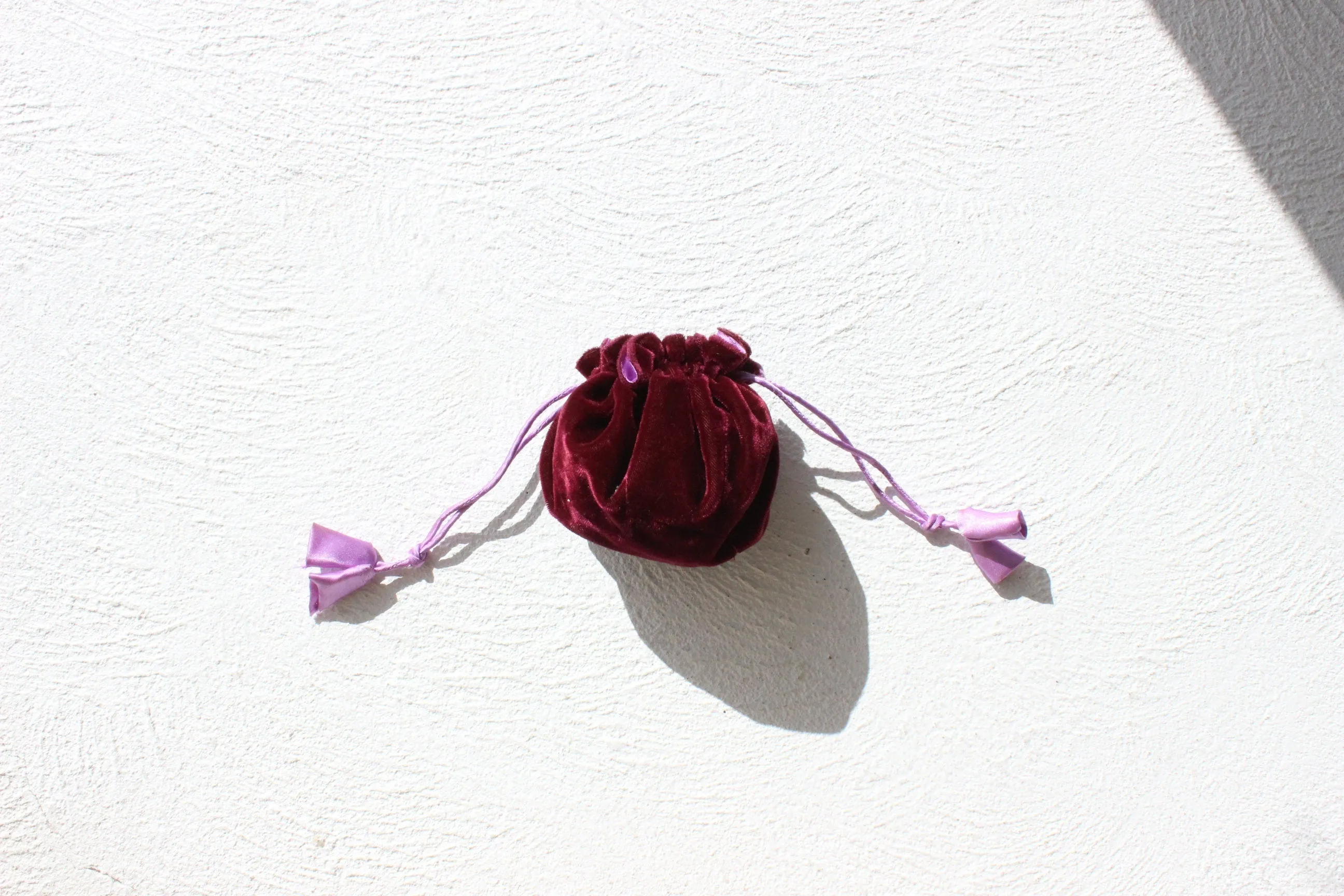 Tiny 80s Purple Velvet Drawstring Wristlet Bag