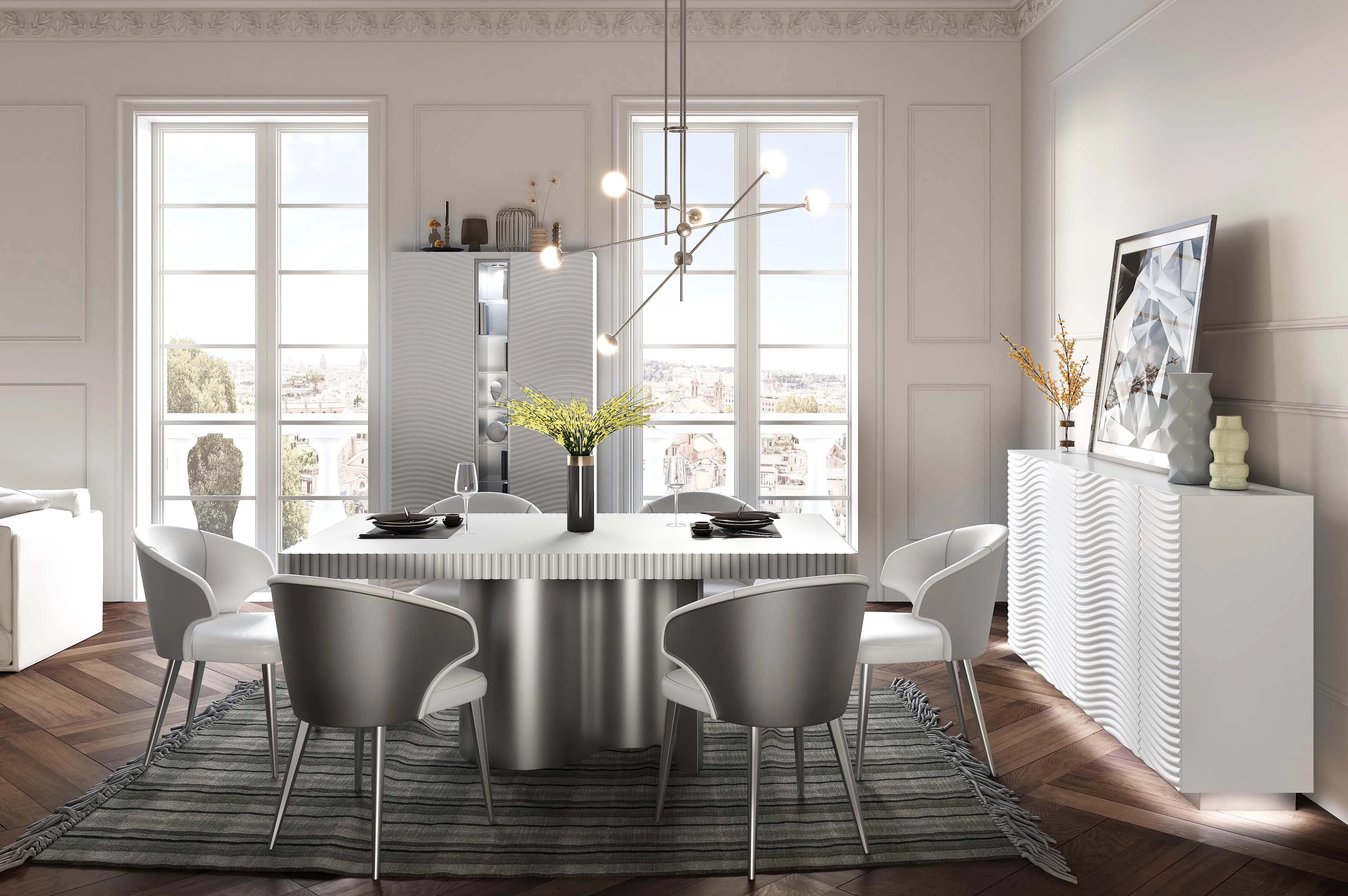 Wave White Luxury Extendable Table, made in Spain