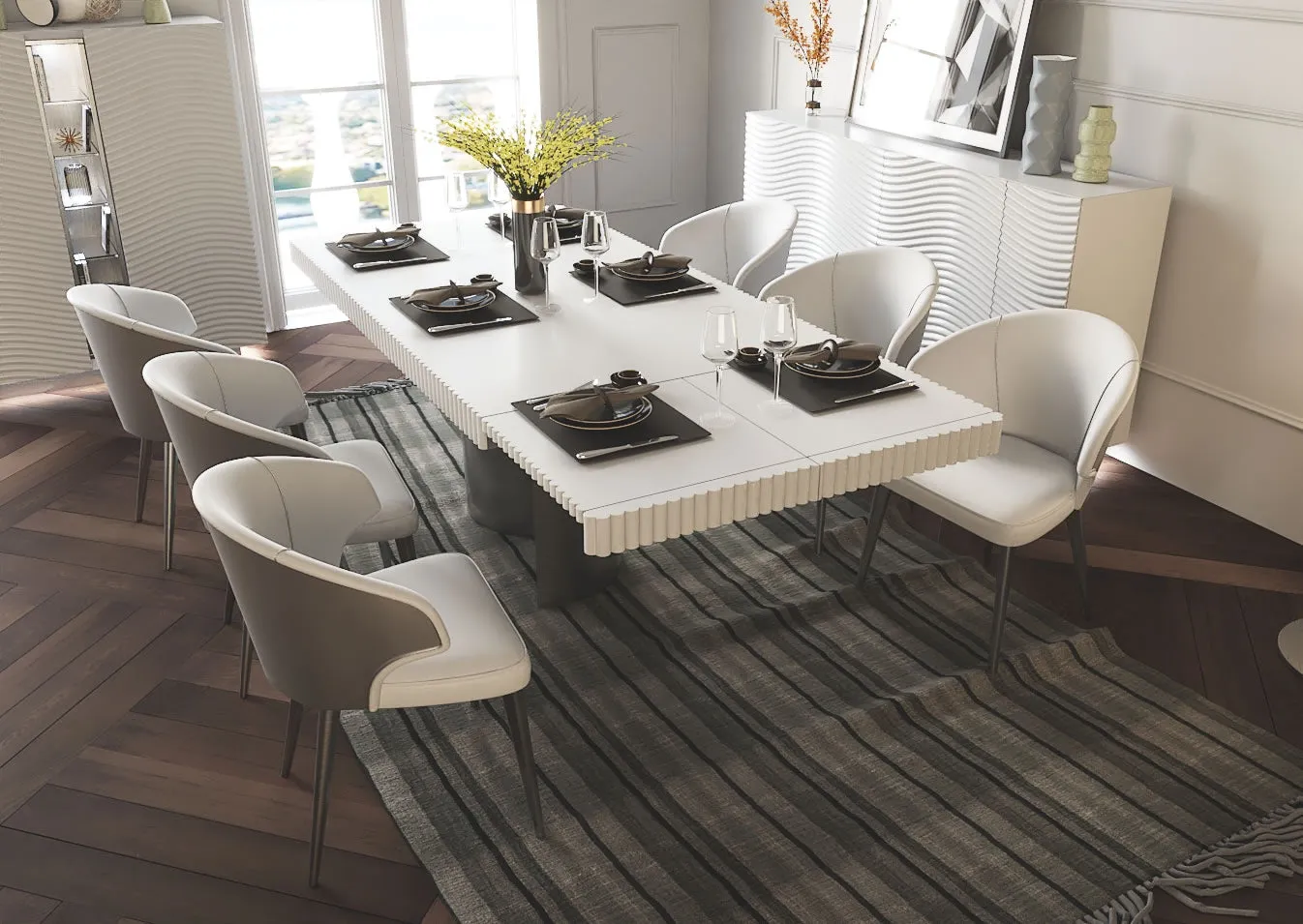 Wave White Luxury Extendable Table, made in Spain