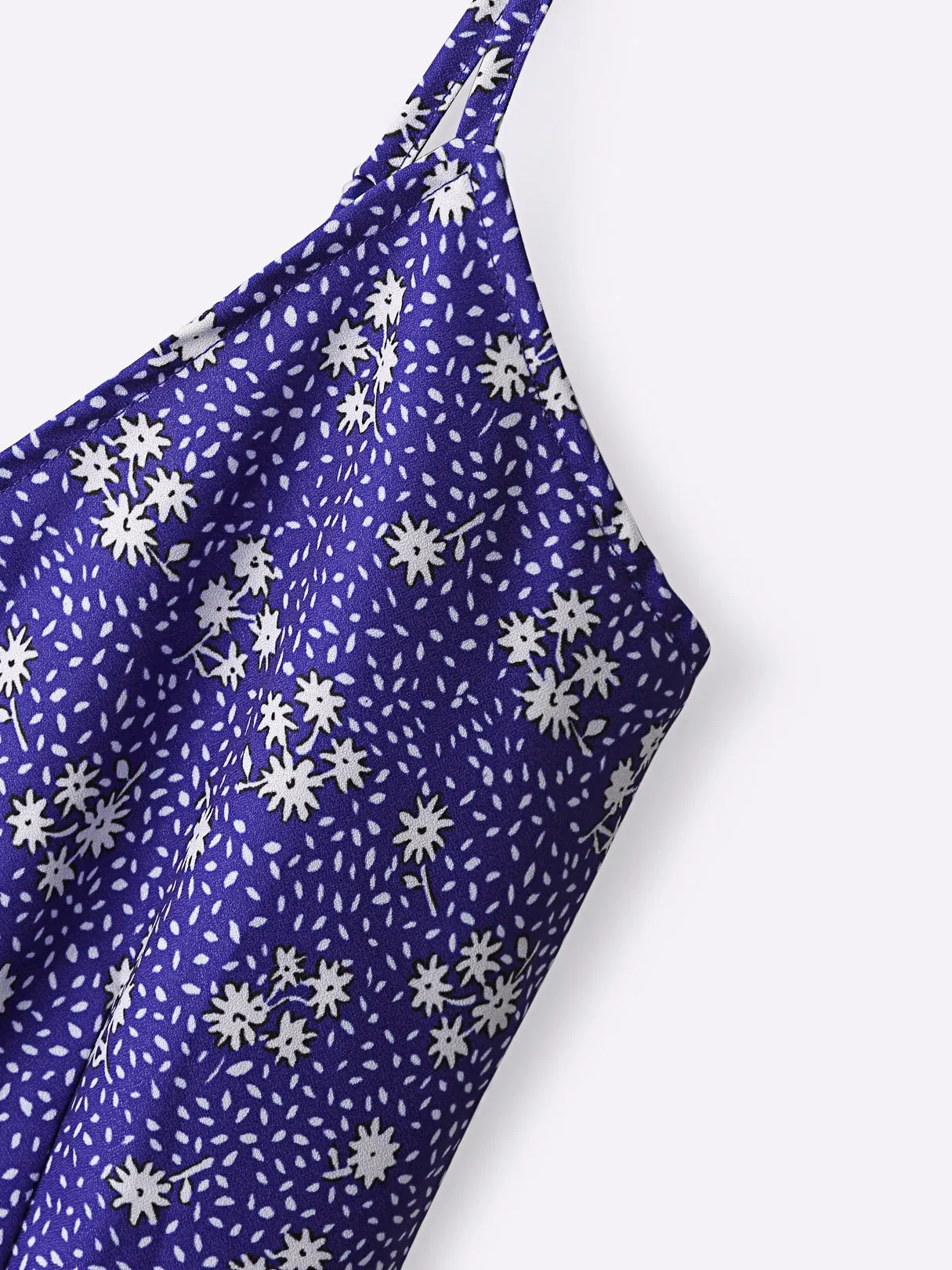 Wholesale Blue V-Neck Sleeveless Floral Print Calico Mini Dress