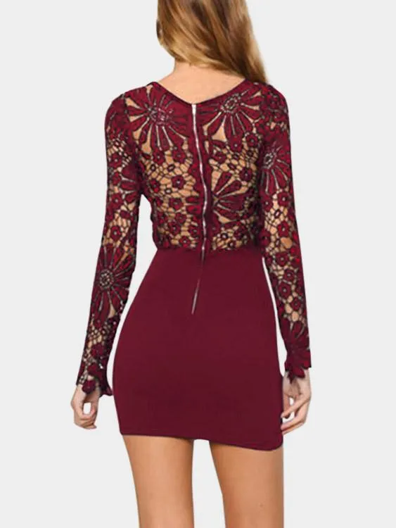 Wholesale Crew Neck Long Sleeve Irregular Hem Mini Dresses