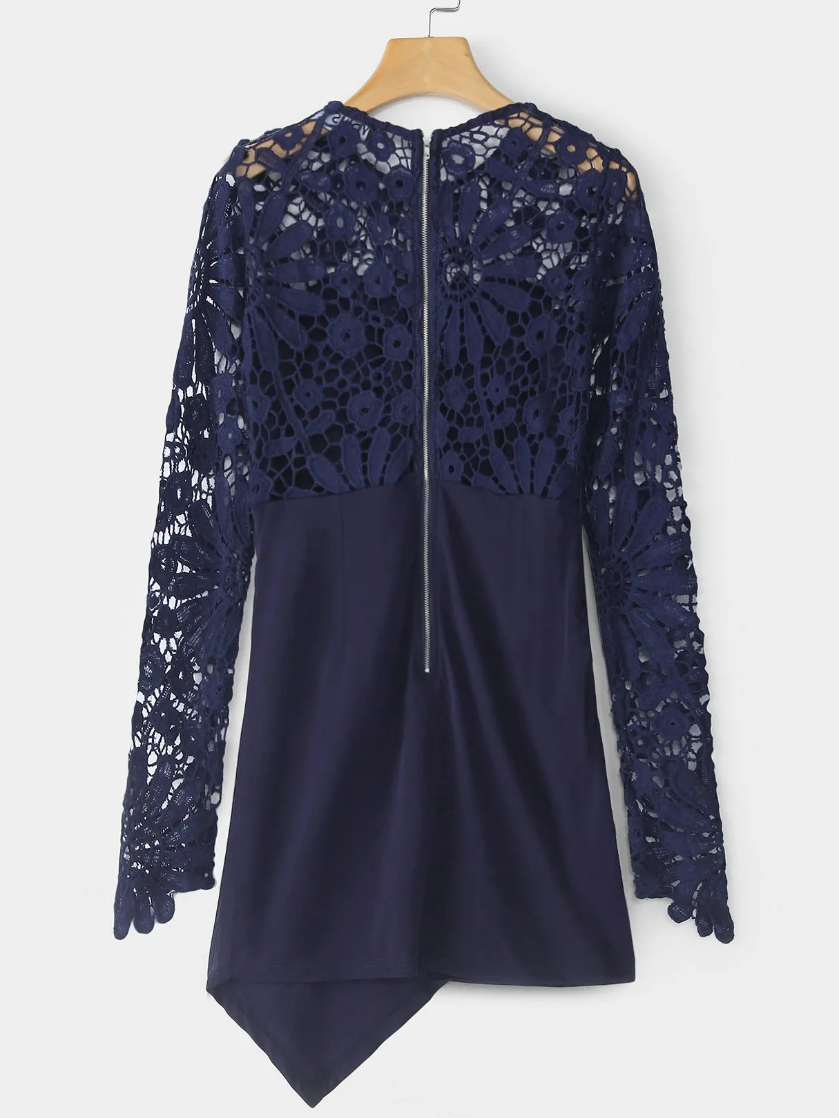Wholesale Crew Neck Long Sleeve Irregular Hem Mini Dresses
