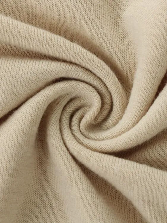 Wholesale Scoop Neck Plain Long Sleeve Bodycon Hem Khaki Mini Dress